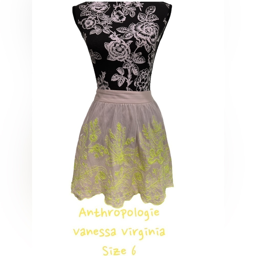 Anthropologie Vanessa Virginia Embroidered Mini Skirt Size 6